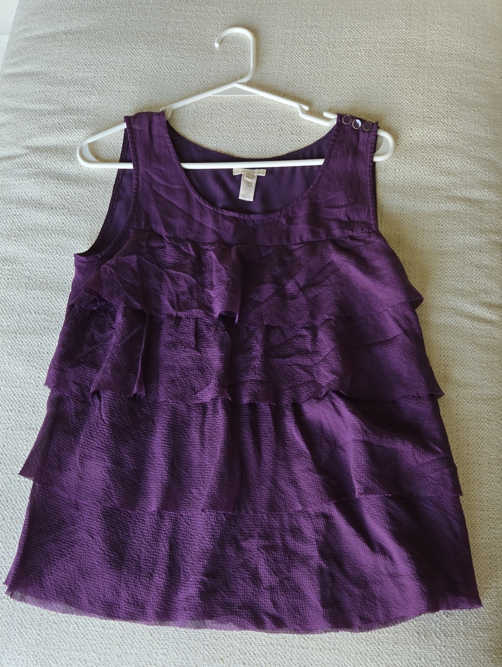 J. Crew Silk Layered Ruffle Tank Plum Sleeveless Size 6 Flowy Feminine EUC Fall